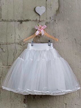 Dollcake Size 2 Girls White Under Pettiskirt Crinoline Tulle Slip EUC